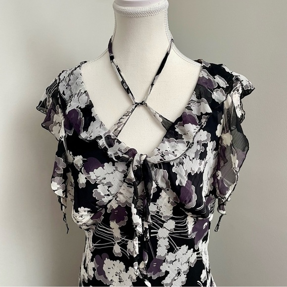 Vintage Y2K Flowy Ruffle Drop Waist Whimsigoth Fairycore Midi Length Dress - Picture 2 of 10